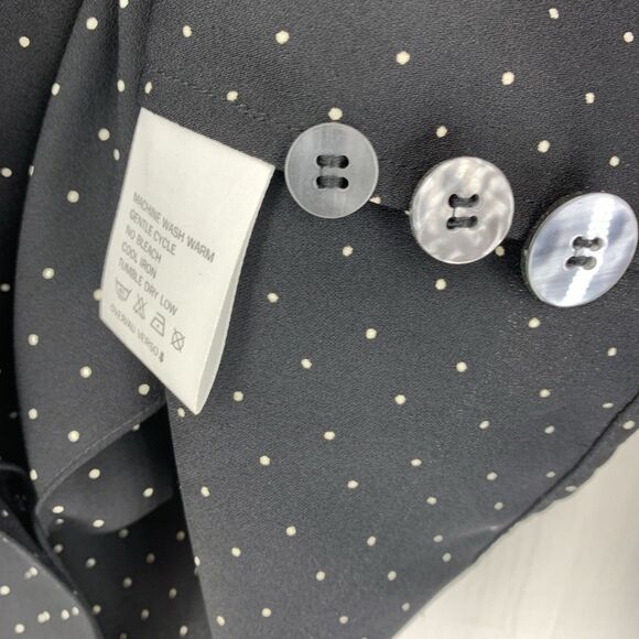 Liz Claiborne Womens 8 Button Up Top Black White Polka Dots Old Money Classic - Picture 4 of 7